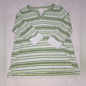 Talbots Green and White V-Neck Blouse